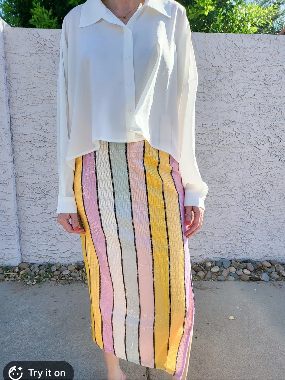 Blue B. Collection striped colorful sequins midi skirt